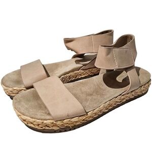 Soul Naturalizer Deed Platform Ankle Strap Sandal 10 Beige Raffia Wrapped‎
